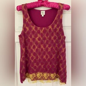 ANTHROPOLOGIE Made In San Francisco Mixed Media Sleeveless Top (S)